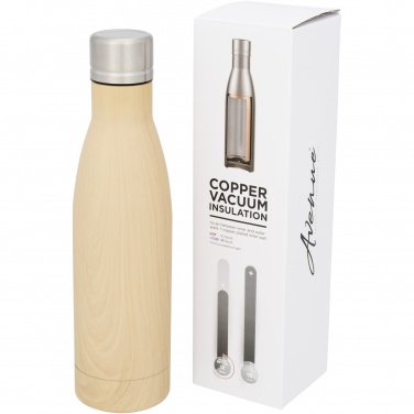 Logotrade Logogeschenke das Foto: Vasa Kupfer-Vakuum Isolierflasche in Holzoptik, 500 ml