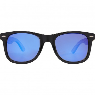 Logotrade Werbeartikel das Foto: Hiru verspiegelte polarisierte Sonnenbrille aus rPET/Holz in Geschenkbox