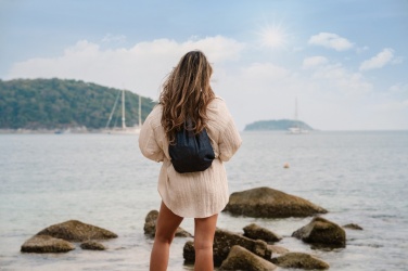 Logotrade Firmengeschenke das Foto: Impact AWARE™ Rucksack aus recyceltem Denim mit Kordelzug