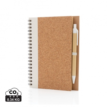 Logotrade Werbegeschenke das Foto: Kork Spiral-Notizbuch mit Stift