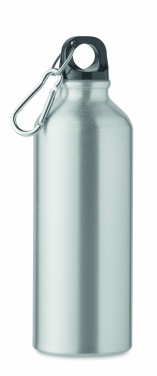 Logotrade werbemittel das Foto: Einwandige 500-ml-Wasserflasche aus recyceltem Aluminium mit Karabiner