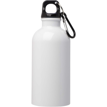 Logotrade Firmengeschenke das Foto: Oregon 400 ml RCS-zertifizierte, einwandige Trinkflasche aus Edelstahl mit Karabinerhaken