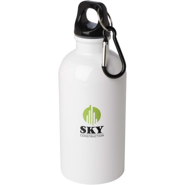 Logotrade Werbegeschenke das Foto: Oregon 400 ml RCS-zertifizierte, einwandige Trinkflasche aus Edelstahl mit Karabinerhaken
