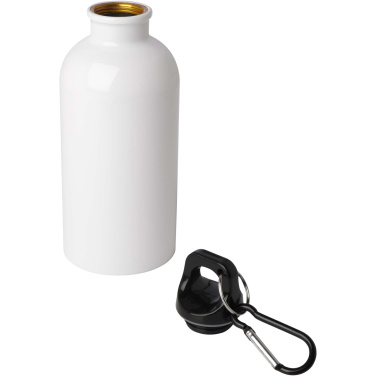 Logotrade Werbegeschenke das Foto: Oregon 400 ml RCS-zertifizierte, einwandige Trinkflasche aus Edelstahl mit Karabinerhaken