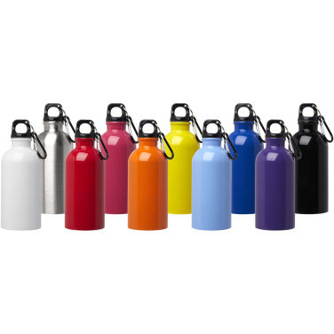 Logotrade Geschäftsgeschenke das Foto: Oregon 400 ml RCS-zertifizierte, einwandige Trinkflasche aus Edelstahl mit Karabinerhaken