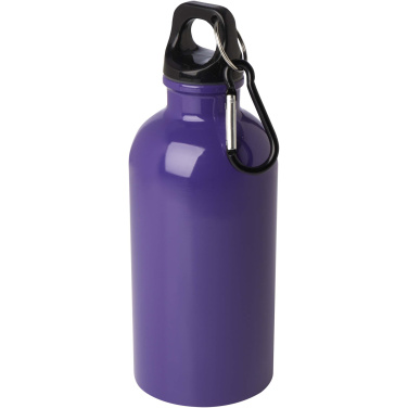 Logotrade Geschäftsgeschenke das Foto: Oregon 400 ml RCS-zertifizierte, einwandige Trinkflasche aus Edelstahl mit Karabinerhaken
