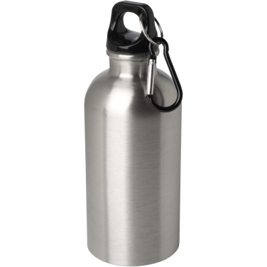 Logotrade Logogeschenke das Foto: Oregon 400 ml RCS-zertifizierte, einwandige Trinkflasche aus Edelstahl mit Karabinerhaken