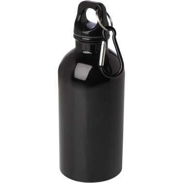 Logotrade Logogeschenke das Foto: Oregon 400 ml RCS-zertifizierte, einwandige Trinkflasche aus Edelstahl mit Karabinerhaken