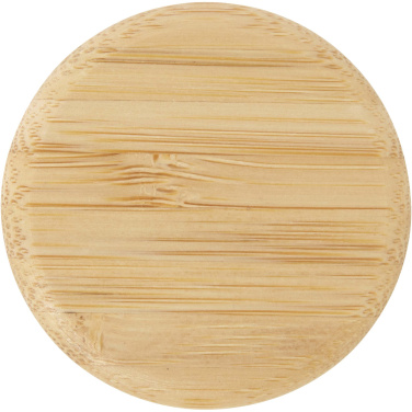 Logotrade Werbeartikel das Foto: Porto 500 ml Glas-Flasche mit Silikongriff und Bambusdeckel