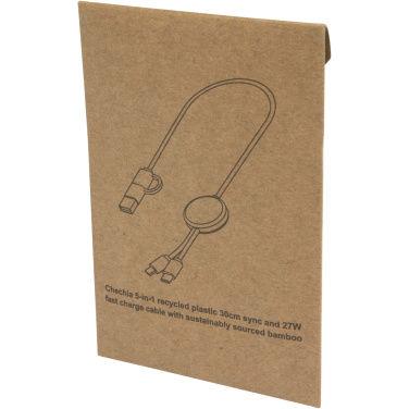 Logotrade werbemittel das Foto: Citala 30 cm 5-in-1 Kabel aus recyceltem Kunststoff für Datenübertragung und 27W Schnellladung