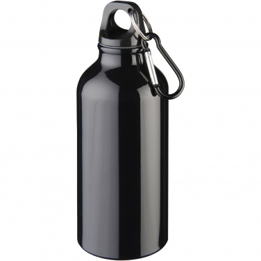 Logo trade promotional item photo of: Oregon 400 ml aluminium water bottle with carabiner