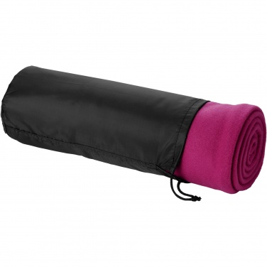 Logo trade promotional giveaways image of: Huggy fleece plaid blanket with carry pouch