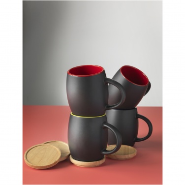 Logotrade promotional gift picture of: Hearth 400 ml ceramic mug with wooden coaster