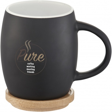 Logotrade business gift image of: Hearth 400 ml ceramic mug with wooden coaster