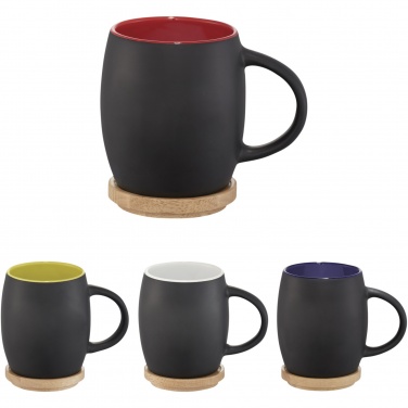 Logo trade promotional gifts image of: Hearth 400 ml ceramic mug with wooden coaster