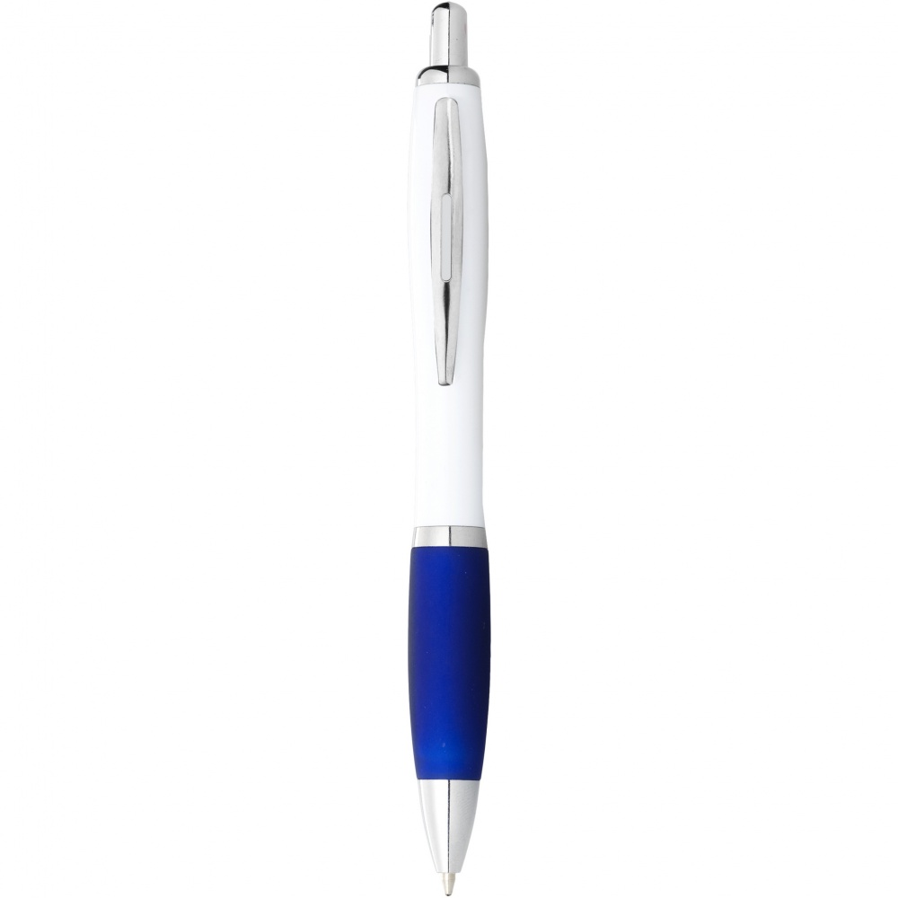 Logo trade advertising products image of: Nash ballpoint pen with white barrel and coloured grip