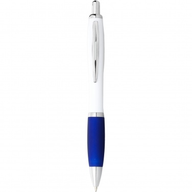 Logotrade promotional giveaway image of: Nash ballpoint pen with white barrel and coloured grip