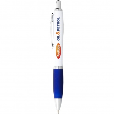 Logo trade promotional giveaway photo of: Nash ballpoint pen with white barrel and coloured grip