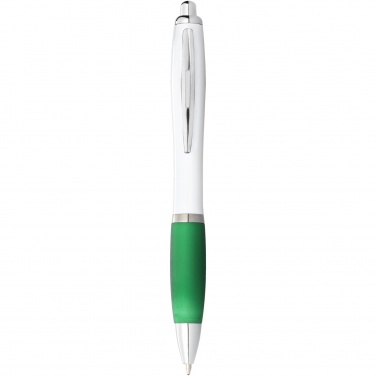Logo trade promotional gifts image of: Nash ballpoint pen with white barrel and coloured grip