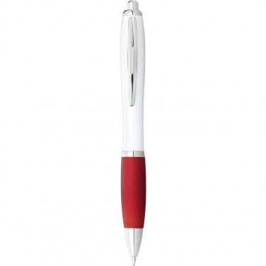 Logo trade promotional gift photo of: Nash ballpoint pen with white barrel and coloured grip