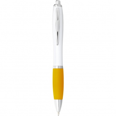 Logotrade promotional merchandise picture of: Nash ballpoint pen with white barrel and coloured grip