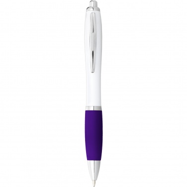 Logo trade promotional items picture of: Nash ballpoint pen with white barrel and coloured grip