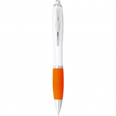 Logo trade business gifts image of: Nash ballpoint pen with white barrel and coloured grip