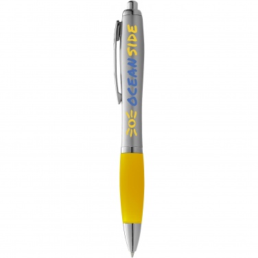 Logo trade promotional gifts picture of: Nash ballpoint pen silver barrel and coloured grip