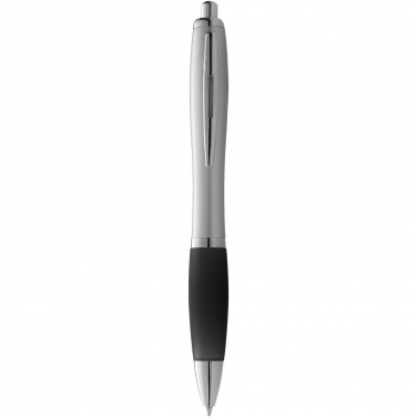 Logo trade promotional merchandise image of: Nash ballpoint pen silver barrel and coloured grip