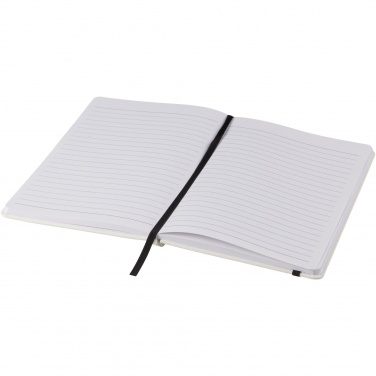 Logo trade promotional giveaway photo of: Spectrum A5 white notebook with coloured strap