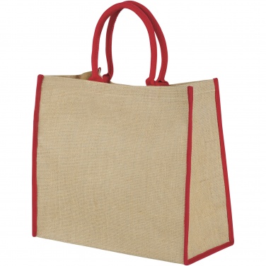 Logo trade corporate gifts image of: Harry coloured edge jute tote bag 25L