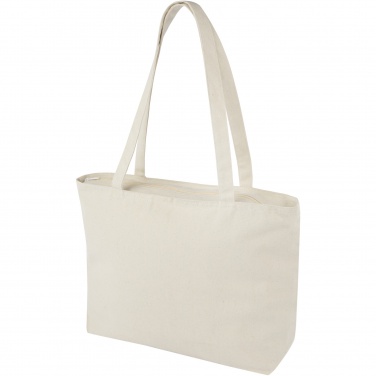 Logo trade promotional merchandise image of: Ningbo 320 g/m² zippered cotton tote bag 15L