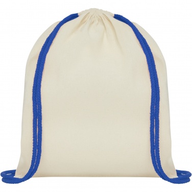 Logo trade corporate gifts image of: Oregon 100 g/m² cotton drawstring bag with coloured cords 5L