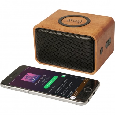 Logo trade promotional giveaway photo of: Wooden 3W speaker with wireless charging pad