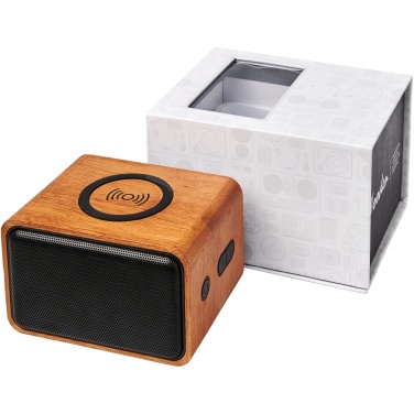 Logo trade promotional products picture of: Wooden 3W speaker with wireless charging pad