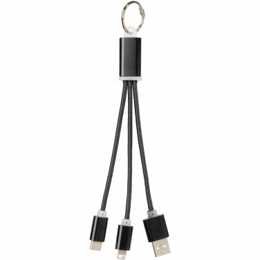 Logo trade promotional items image of: Metal 3-in-1 charging cable with keychain