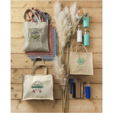 Logo trade promotional items image of: Varai 320 g/m² canvas and jute shopping tote bag 23L