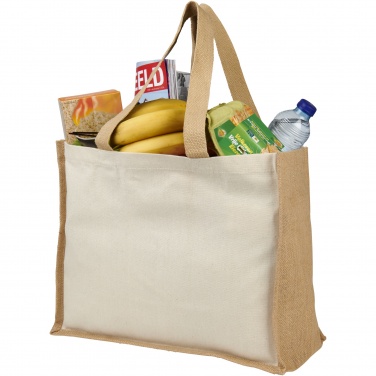 Logo trade advertising products image of: Varai 320 g/m² canvas and jute shopping tote bag 23L