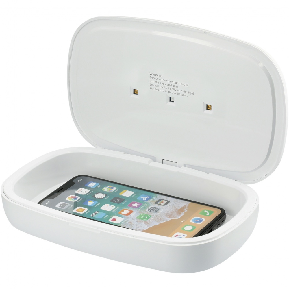Logo trade promotional giveaways picture of: Capsule UV smartphone sanitizer with 5W wireless charging pad