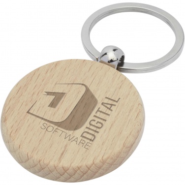 Logo trade promotional gift photo of: Giovanni beech wood round keychain