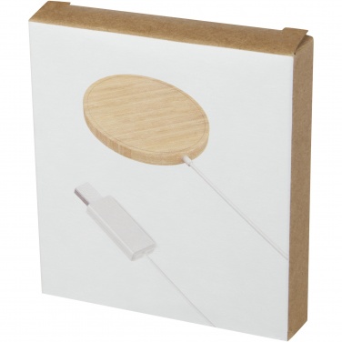 Logo trade promotional products picture of: Atra 10W bamboo magnetic wireless charging pad
