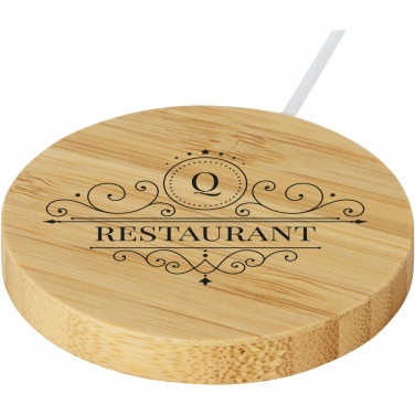 Logo trade promotional merchandise photo of: Atra 10W bamboo magnetic wireless charging pad