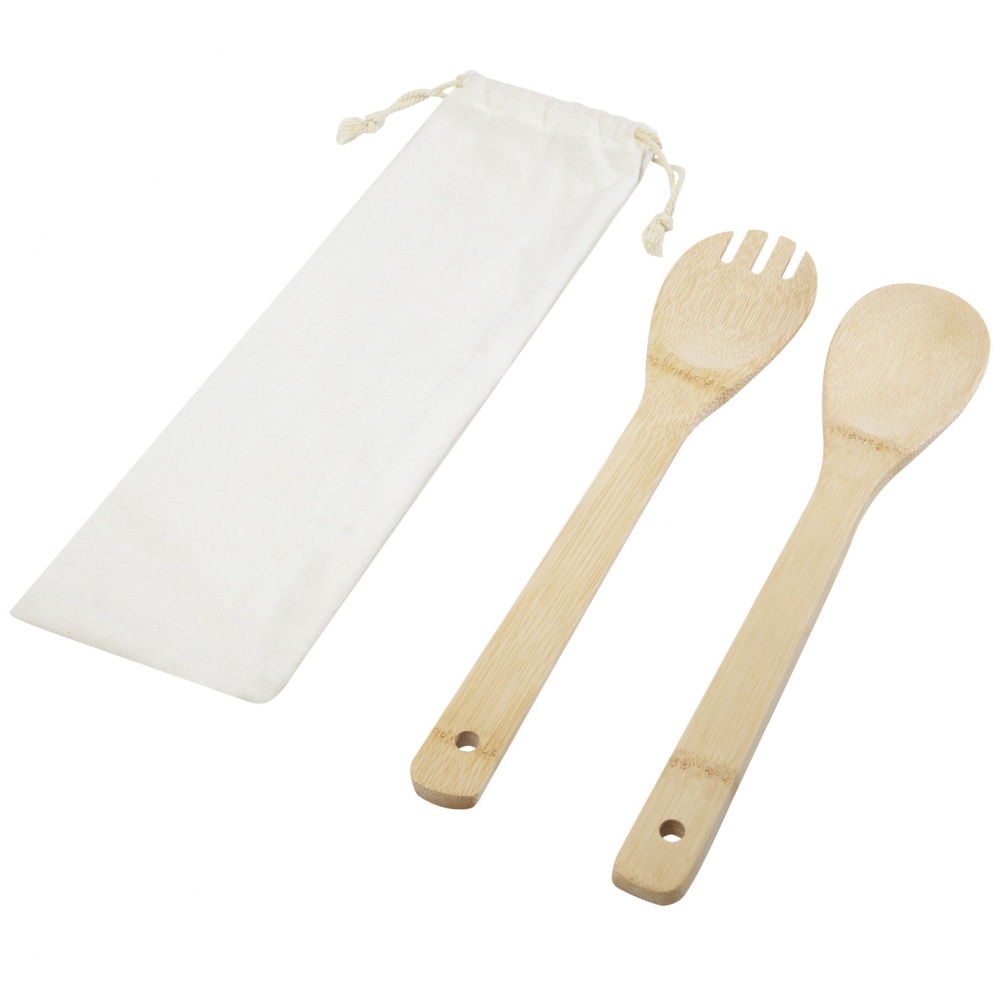 Logo trade promotional items picture of: Endiv bamboo salad spoon and fork