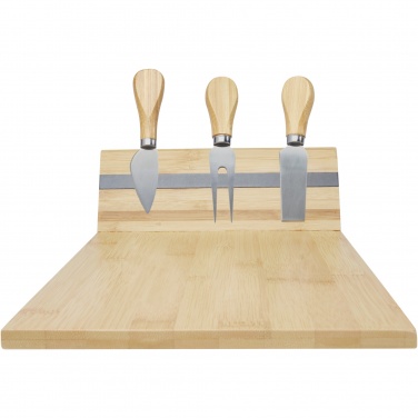 Logo trade promotional item photo of: Mancheg bamboo magnetic cheese board and tools