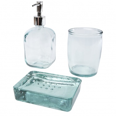 Logotrade promotional gift image of: Jabony 3-piece recycled glass bathroom set