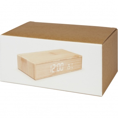 Logo trade promotional products picture of: Minata bamboo wireless charger with clock