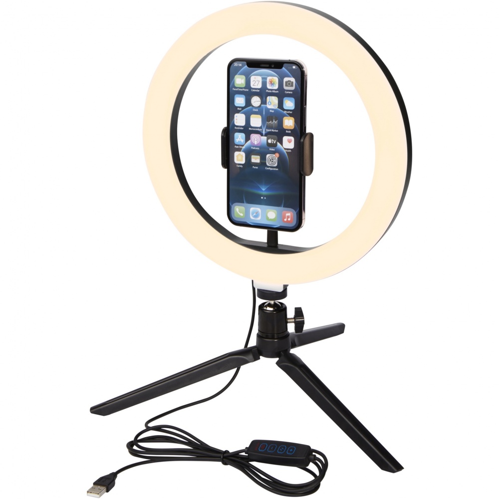 Logotrade promotional giveaway image of: Studio ring light for selfies and vlogging with phone holder and tripod