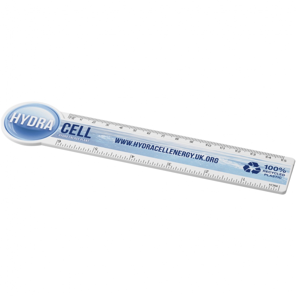Logo trade business gift photo of: Tait 15 cm circle-shaped recycled plastic ruler 