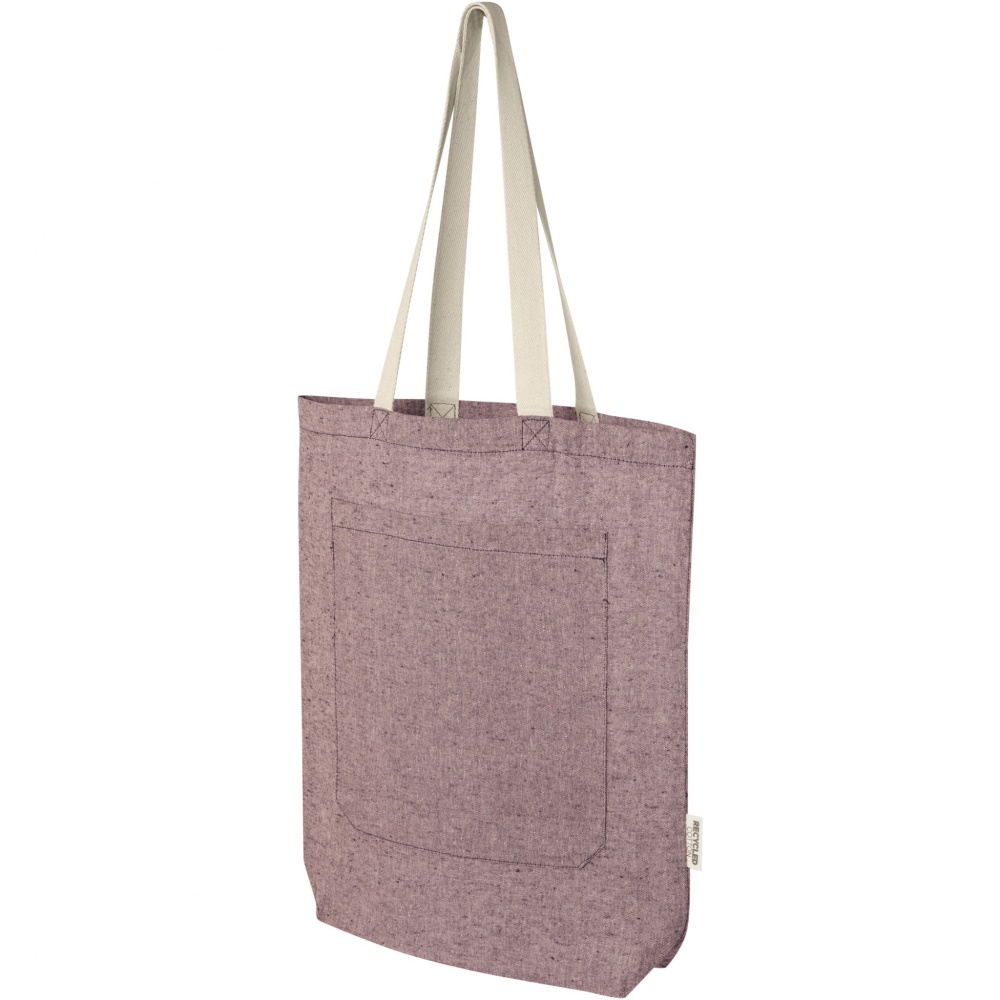 Logotrade promotional giveaway image of: Pheebs 150 g/m² recycled cotton tote bag with front pocket 9L