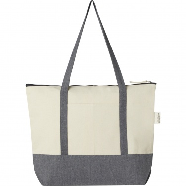 Logo trade promotional merchandise photo of: Repose 320 g/m² recycled cotton zippered tote bag 10L